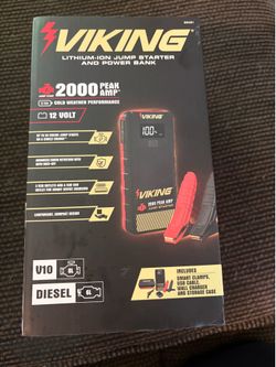 Viking 2000 Peak Amp Lithium-Ion Jump Starter & Power Bank