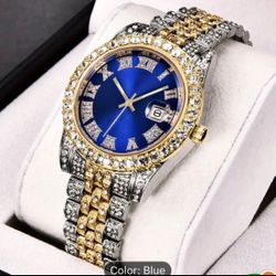 Blue Gold Plated Diamond Watch