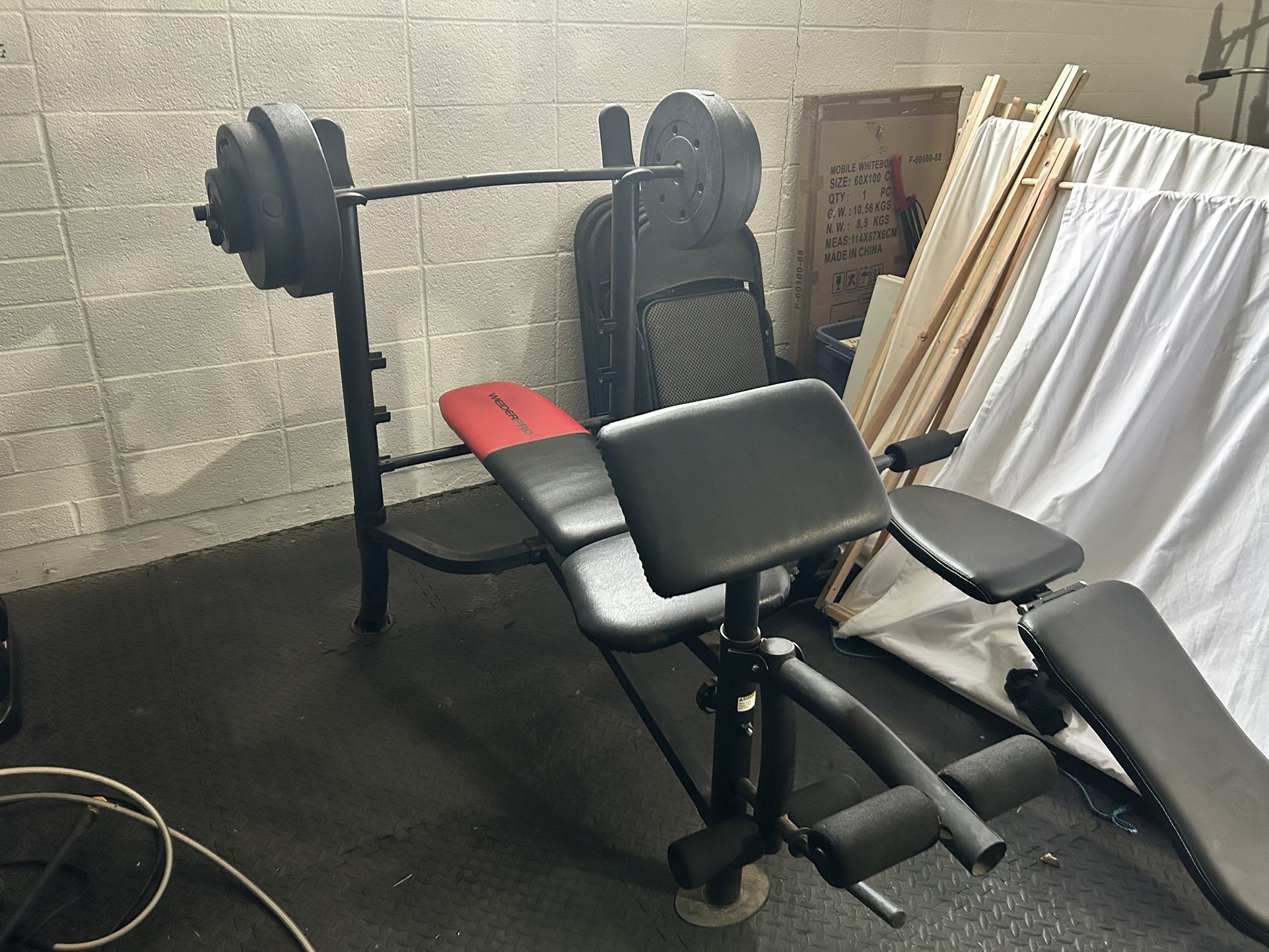 Weider Pro 265 Weight Bench With 80 lbs Of Weight