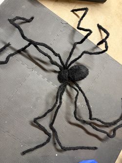 Large Black Fuzzy Halloween Spider Decoration