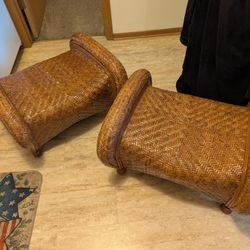 Pair Of Rattan Wicker Chairs - Very Well Built And Comfortable.