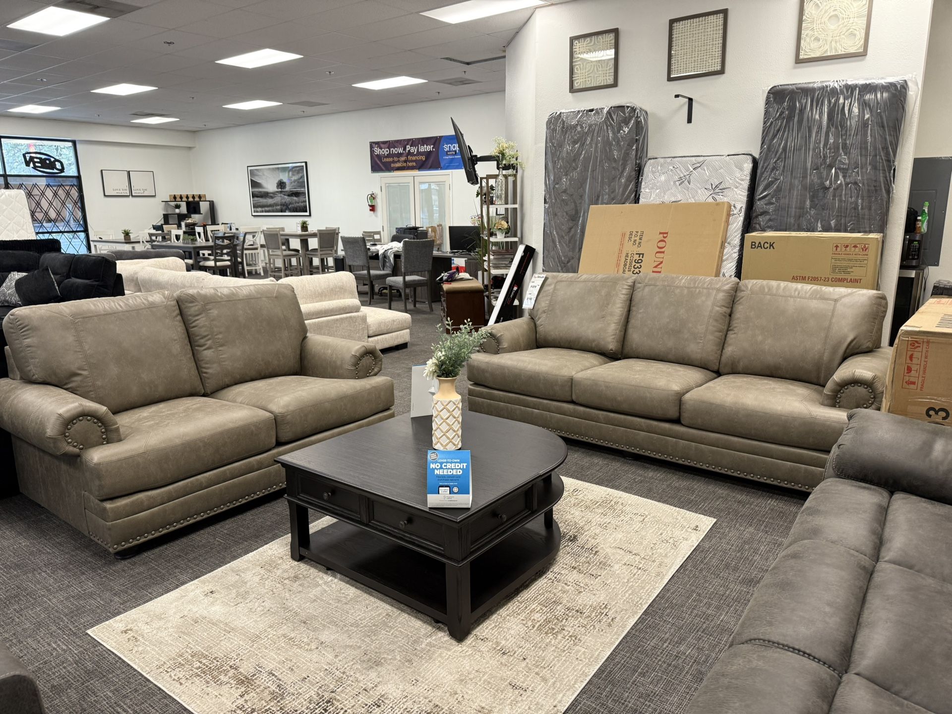 2pc Brown Sofa & Loveseat Set - Free Delivery 