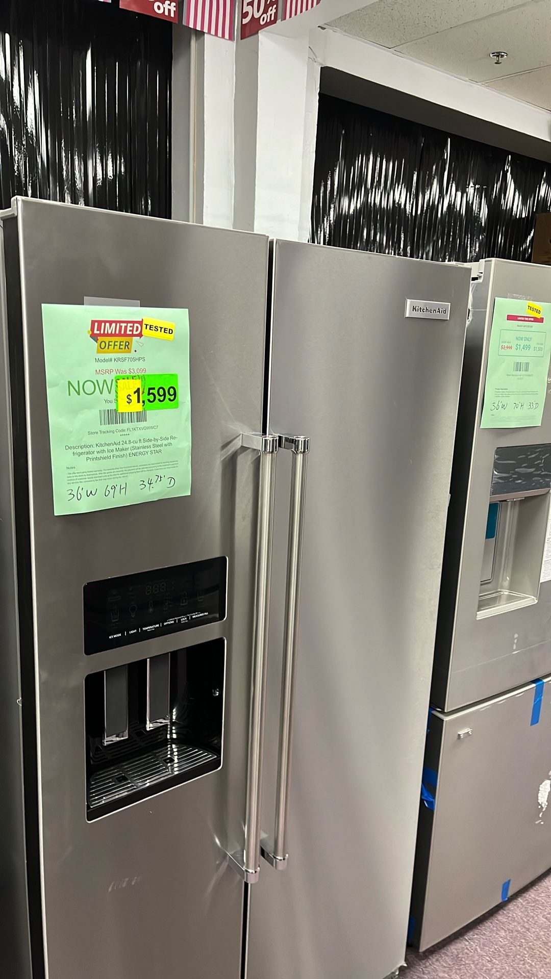 Refrigerator Stainless Steel 36” New Open Box