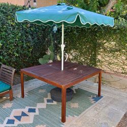 IKEA ÄPPLARÖ 55” Outdoor Dining Table + Patio Umbrella & Base - Seats 8