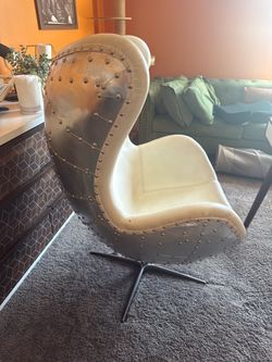 Aviator Style Egg Chair with Metal Rivets
