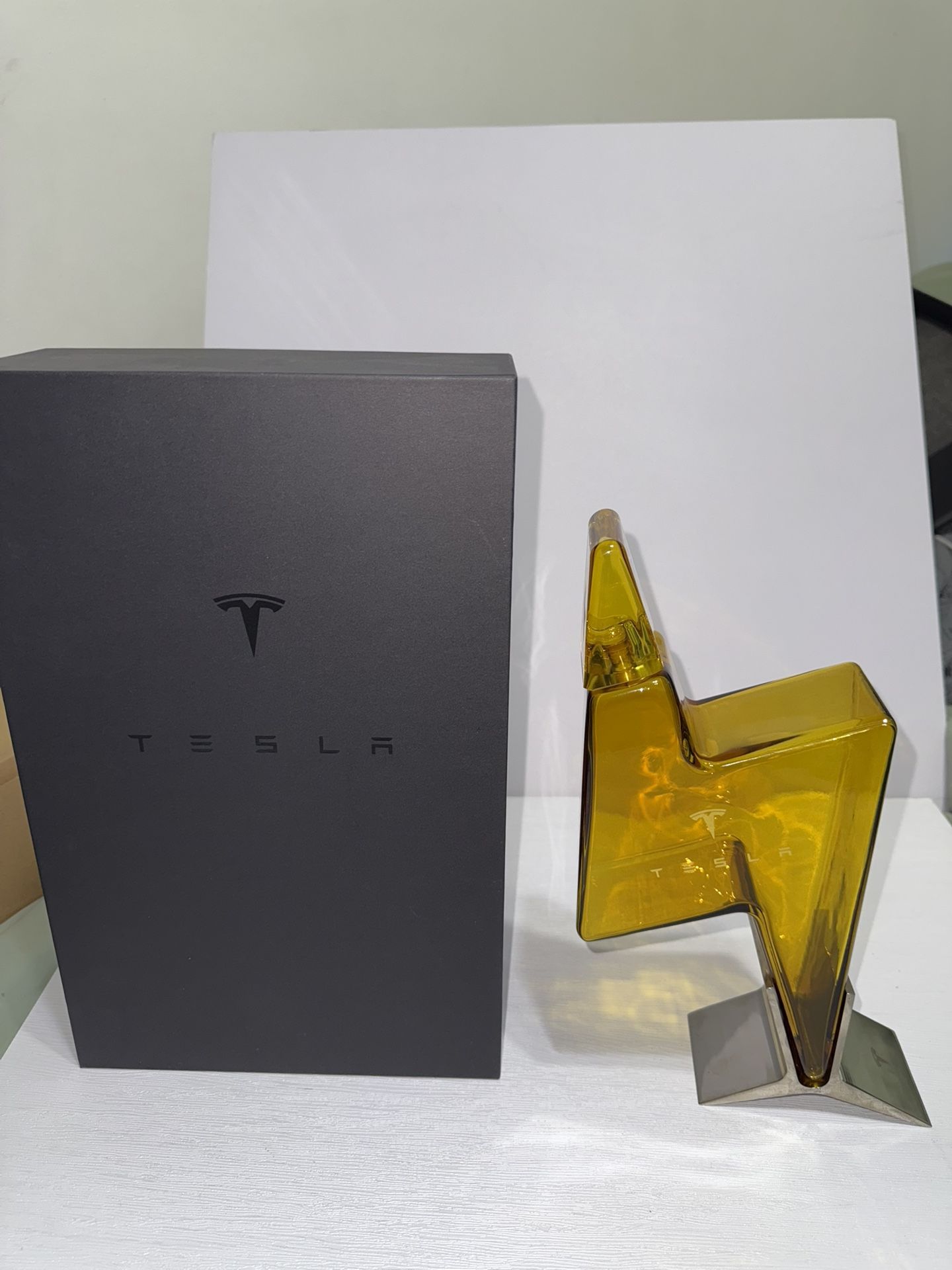 Tesla Decanter With Stand Limited Edition Empty Bottle No Alcohol.