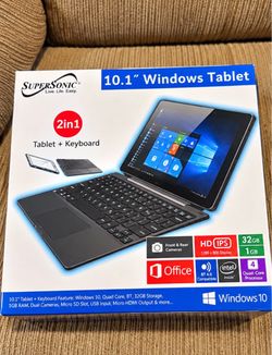 SuperSonic 10.1” 2-in-1 Windows tablet + keyboard