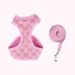 Luxe Pink Dog Harness And Leash Set 