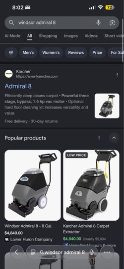 Winsor admiral 8 carpet extractor