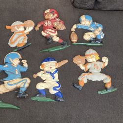 Vintage Metal Baseball / Football Players