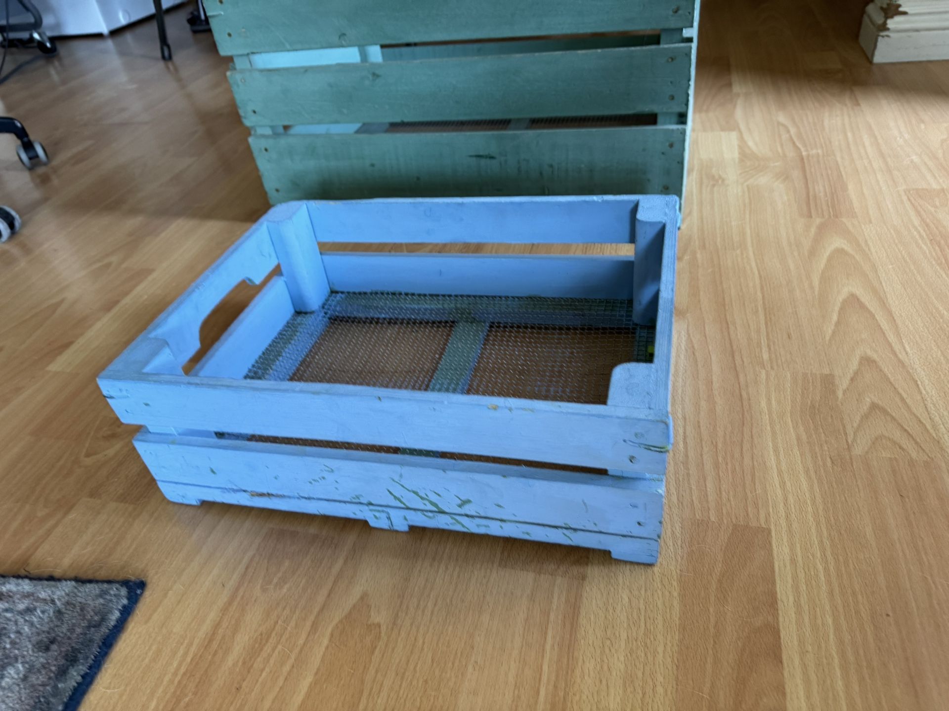 Small Blue Wooden Crate