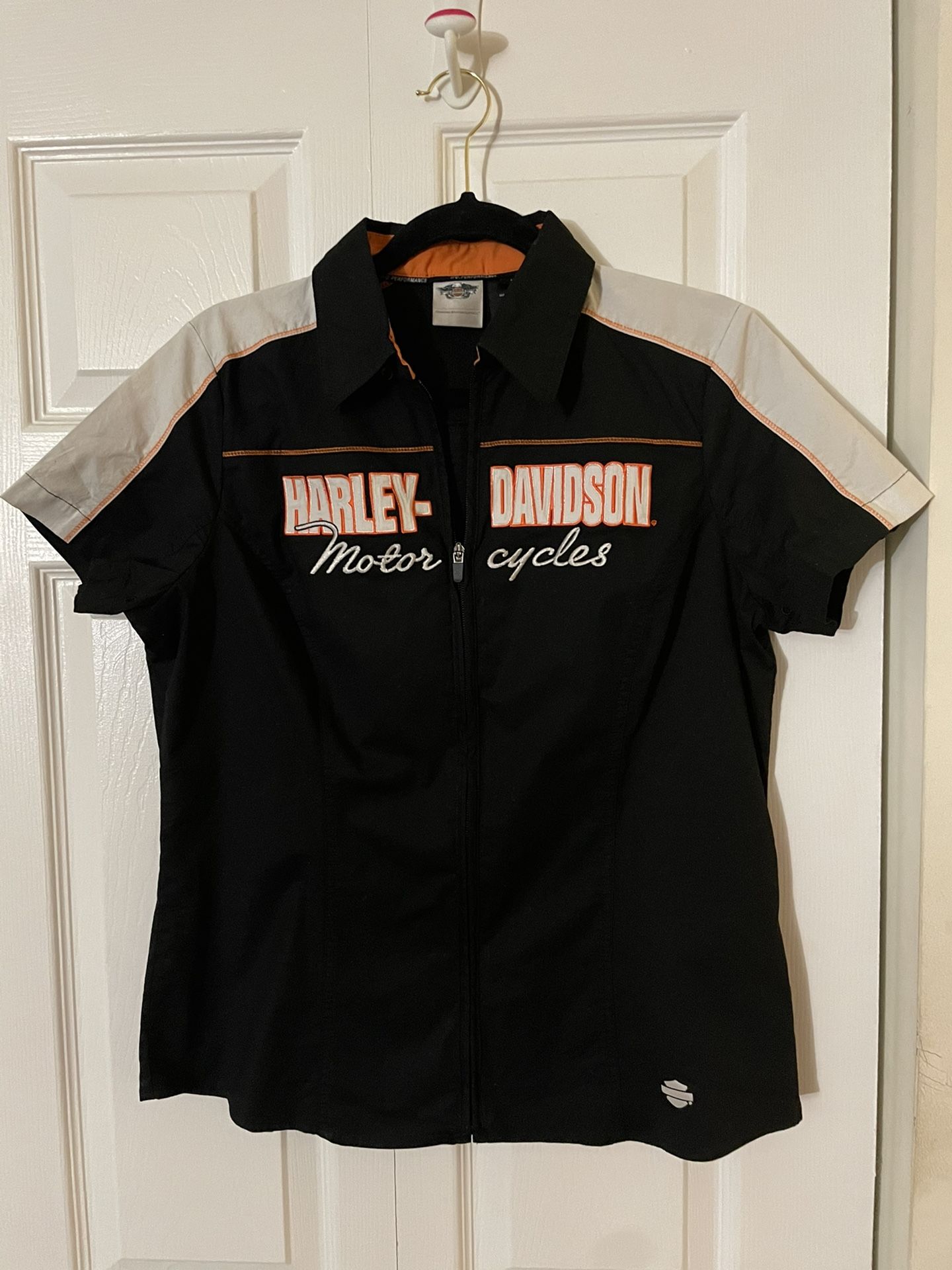Womens Harley Davidson Zip Up Shirt - Ventedo Back (L)
