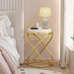 Modern Faux Marble Top End Tables Living Room