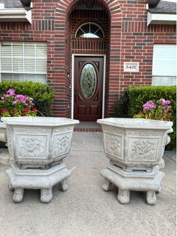 Large Japanese Concrete Planter Pots 27in. Home garden decor outdoor.