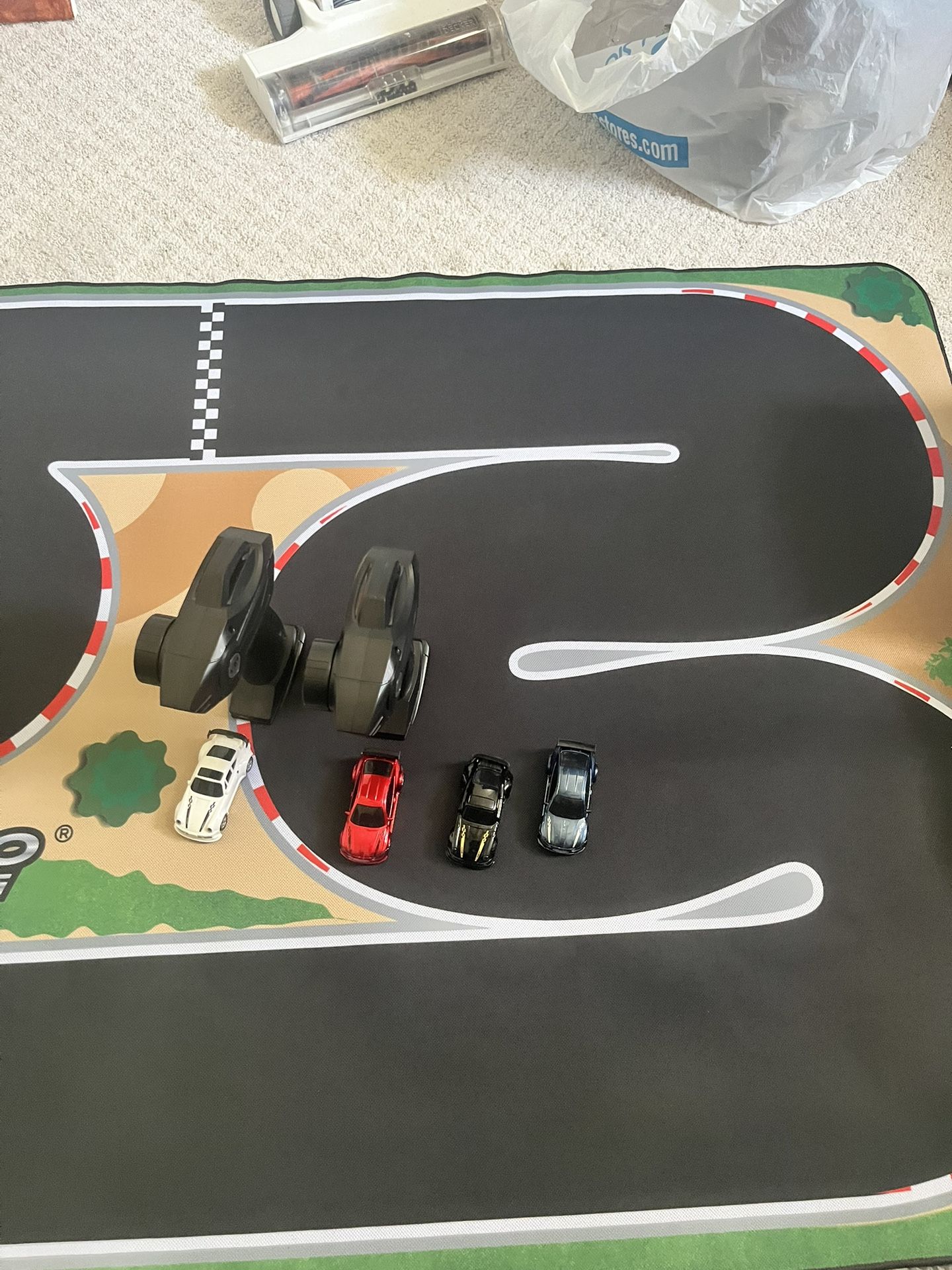 Four Mini Remote Control Cars, Plus Racing Track