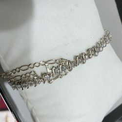 10k White Gold Tennis Bracelet. Missing One Diamond. 1.70 Total Carat Weight. 9.2 Grams