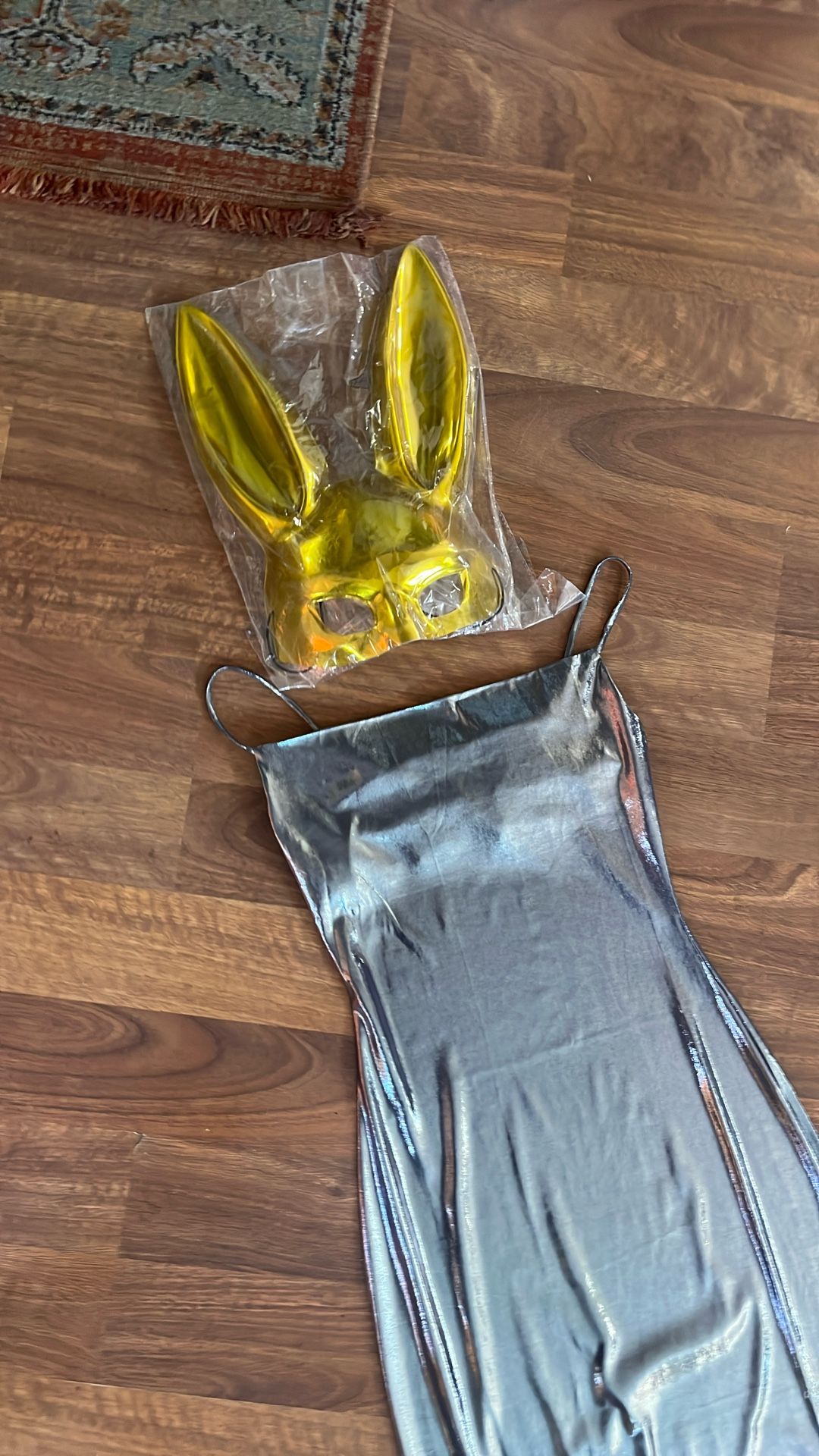 Gold Playboy Bunny! Long Silver Dress! Size XS New!