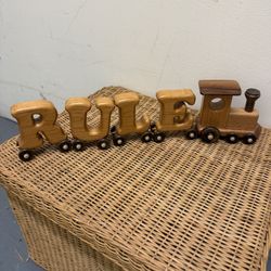 “Trains Rule”…solid wood kids toy train