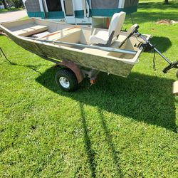 10 foot flat bottom aluminum fishing boat with trailer