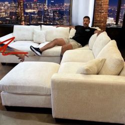 New! Luxurious Soft Touch ~ Comfy Sofa Sectional! Free Xl Ottoman!