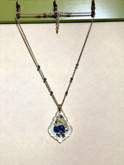 Brighton Crystal Neclace Pendant On Chain With Blue Stones