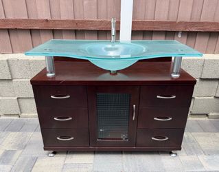 Modern Glass Top Bathroom Vanity
