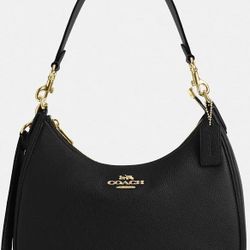Teri Hobo Bag, Black and Gold 