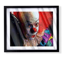 Original pennywise it the clown art piece on black frame