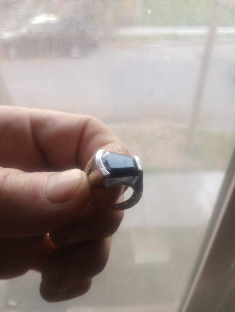 Stamped 925 Silver And Black Onyx Woman's Ring Size 5...$
