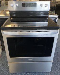 Stainless Steel Whirlpool Five Burner Glass Top Electric Stove (2-0196)