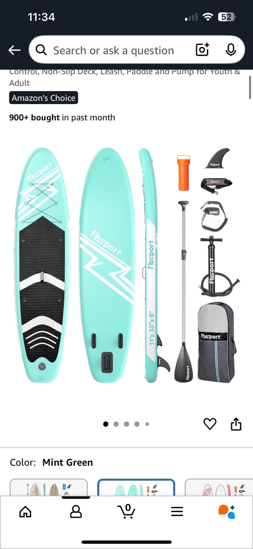 FBSPORT 11' Premium Stand Up Paddle Board, Yoga Board with Durable SUP Accessories & Carry