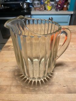 Vintage heavy ribbed and hobnail bottom glass pitcher