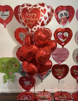 Helium Red Heart Large Balloon Bundle / 9Red Hearts 