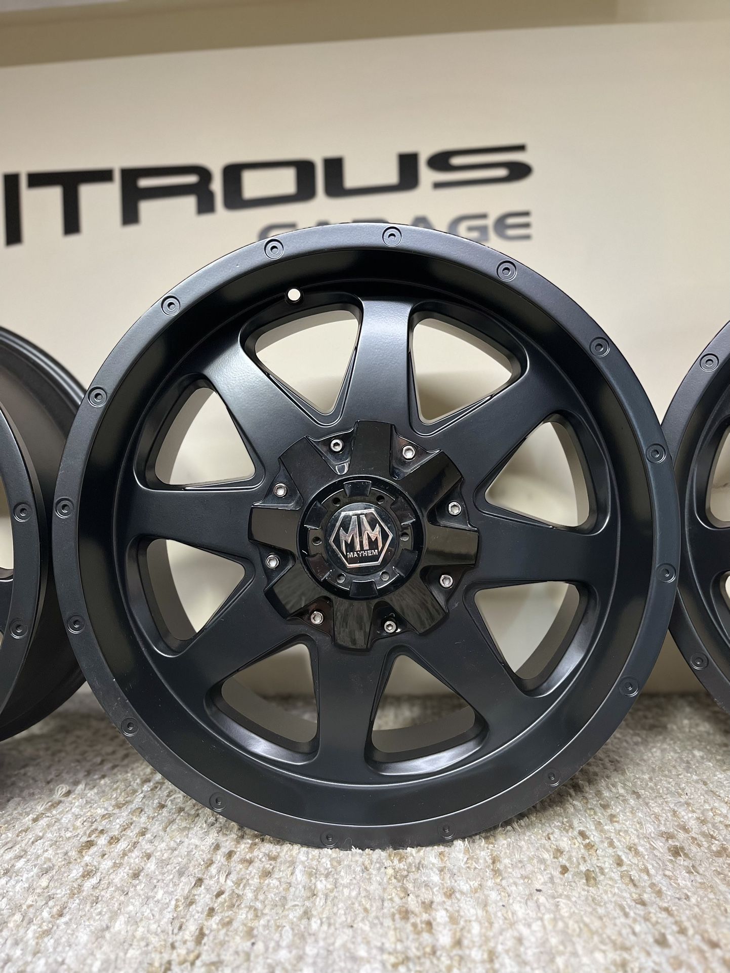20” Mayhem New Black 8x180 Wheels Chevy Silverado GMC Sierra 2500 SRW 3500