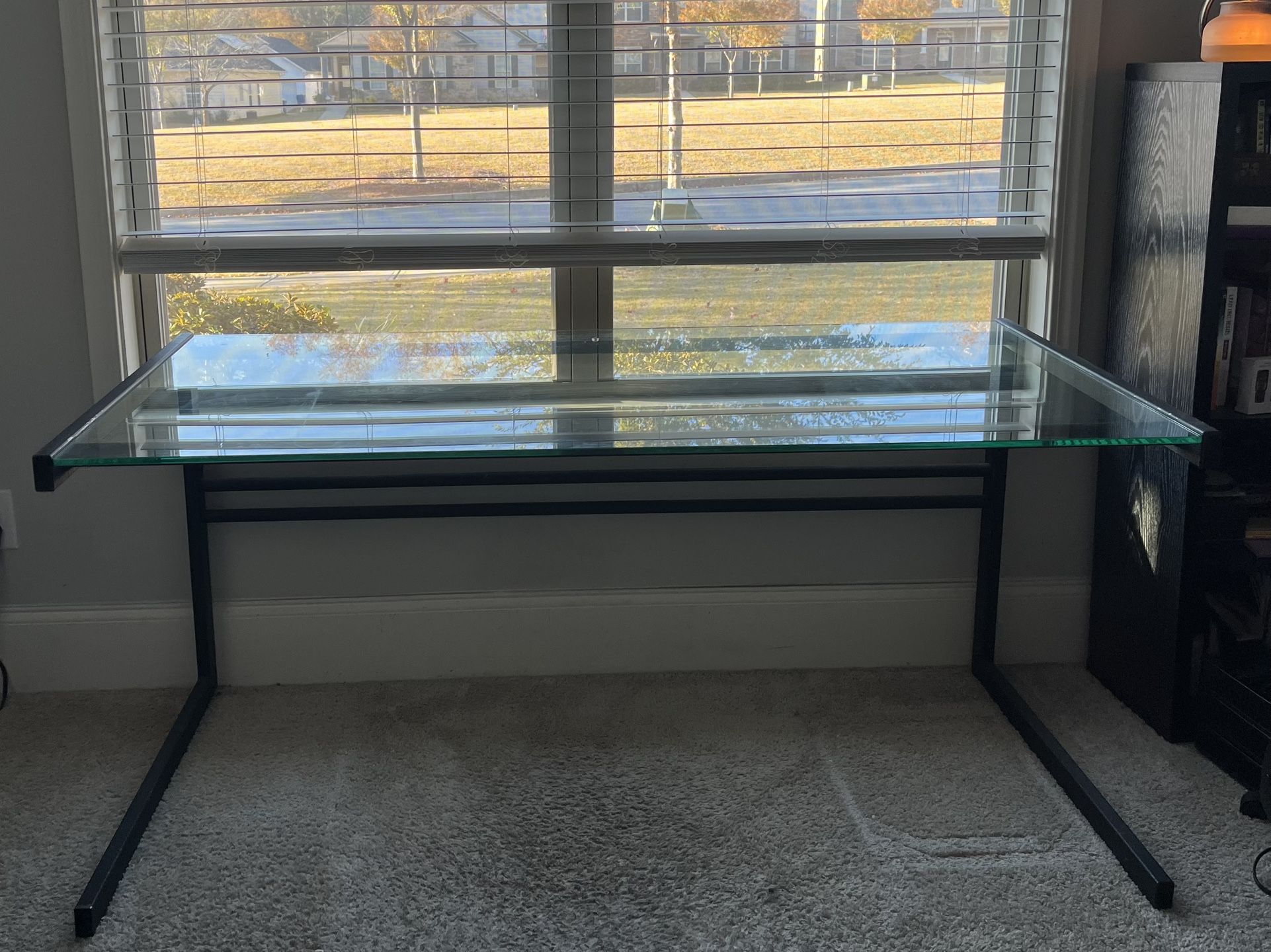 Modern Glass Desk w / Sleek Metal Frame -60in X 26.5in