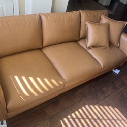Jasper Italian Nappa Top Grain Leather Sofa 85” New