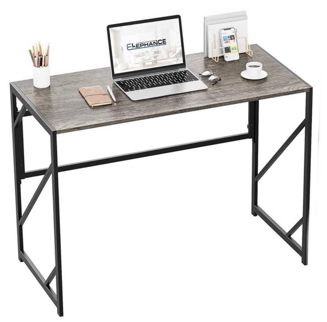 Black Oak Folding Computer Desk