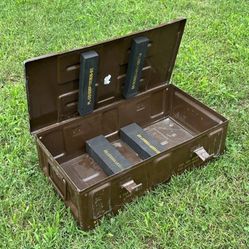 Vintage Metal War Mortar Case Military Ammunition For Cannon Ammo Storage Box Trunk Collection Decor