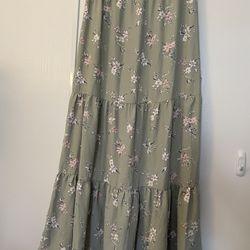 Small Maxi Tiered Skirt Green Floral 