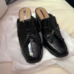 Tahari Black Patent Leather Loafer Heels