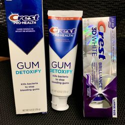 Crest 3D White Brilliance Luminous & pro-health gum detoxify toothpastes