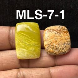 Multi-Stone Mix Shape Gemstone Cabochon-2Pc Lot-MLS-7-1
