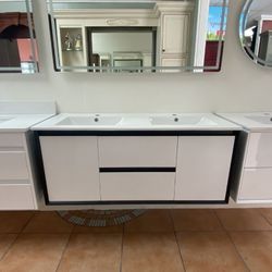 SALE ~ Modern Floating PVC Bathroom Vanity - 60 inches