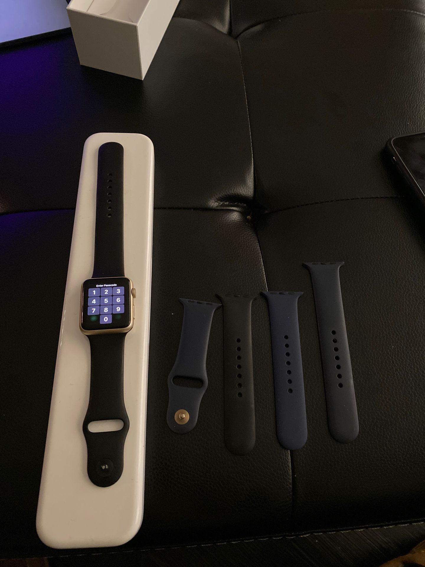 Apple Watch series 1 (Case, Charger, Navy blue Sport band)