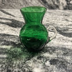 Vintage Green Glass, Mini Creamer