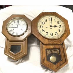 Great Condition, Functional Vintage (Howard Miller & Montgomery Ward Inc.) Wind Up Chiming Pendulum Wall Clocks. Comes with key.