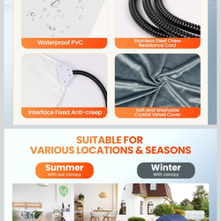 Heated Cat House for Outside, Waterproof Outdoor Cat Shelter with Thermostatic Pet Heating Pad for Winter, Large Elevated Pet Hetaing Bed with Rmoveab