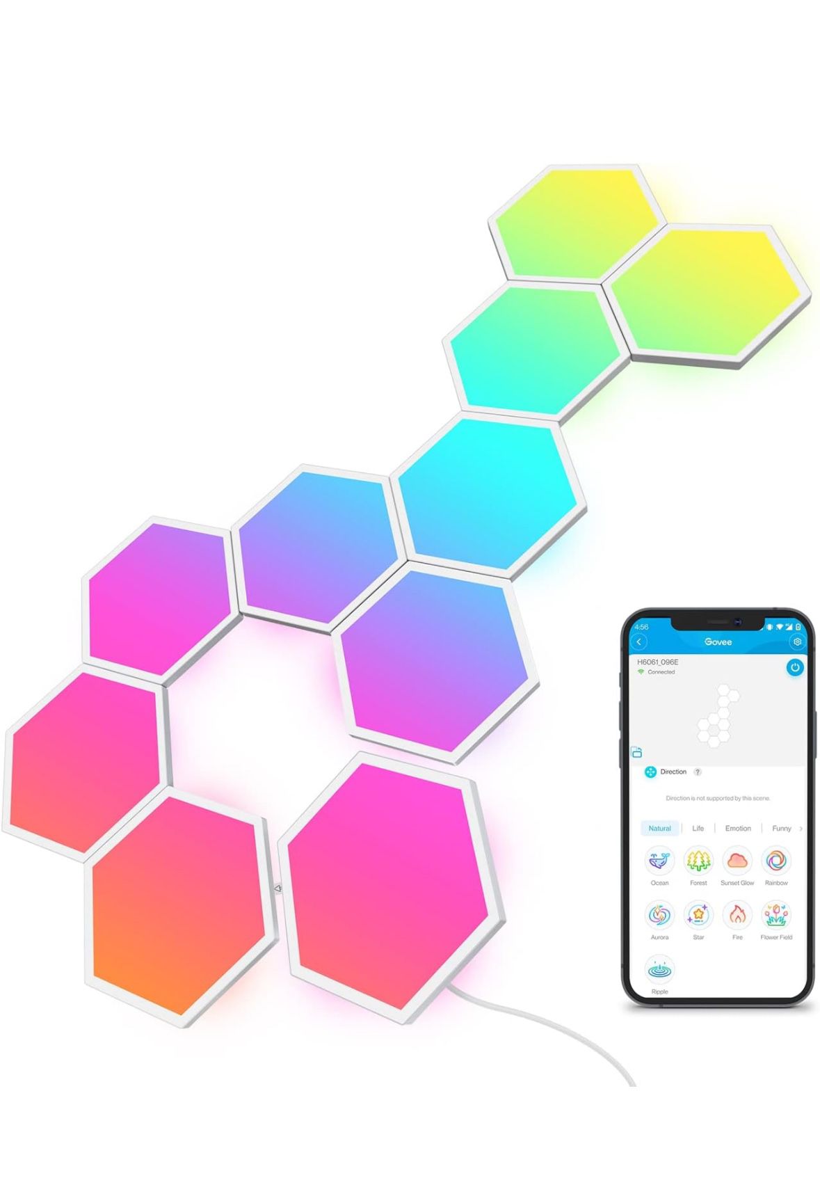 Govee Glide Hexa Light Panels, RGBIC Hexagon LED Wall Lights, Wi-Fi Smart Home Decor Creative Wall Lights with Music Sync, Works with Alexa Google Ass