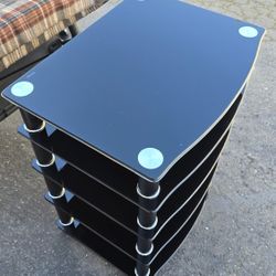 Contempary Modern Black Glass Audio Rack