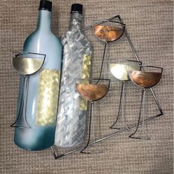 Curtis Jeré Brutalist Wall Sculpture Wine Motifs Mixed Metal